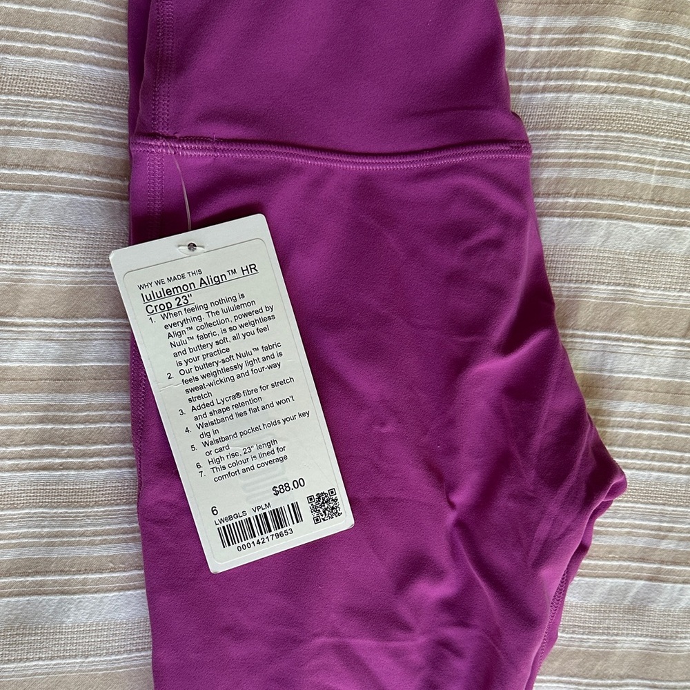 Lululemon Aline crop 23” purple NWT